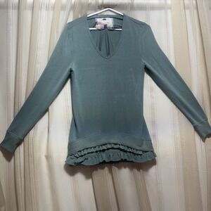 Cupio Blush Women's S/P Green  Shirt Ruffle Bottom .